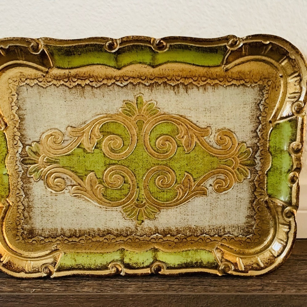 Vintage Tray Wood Hand Made Legno Decorato A Mano Made In Florence